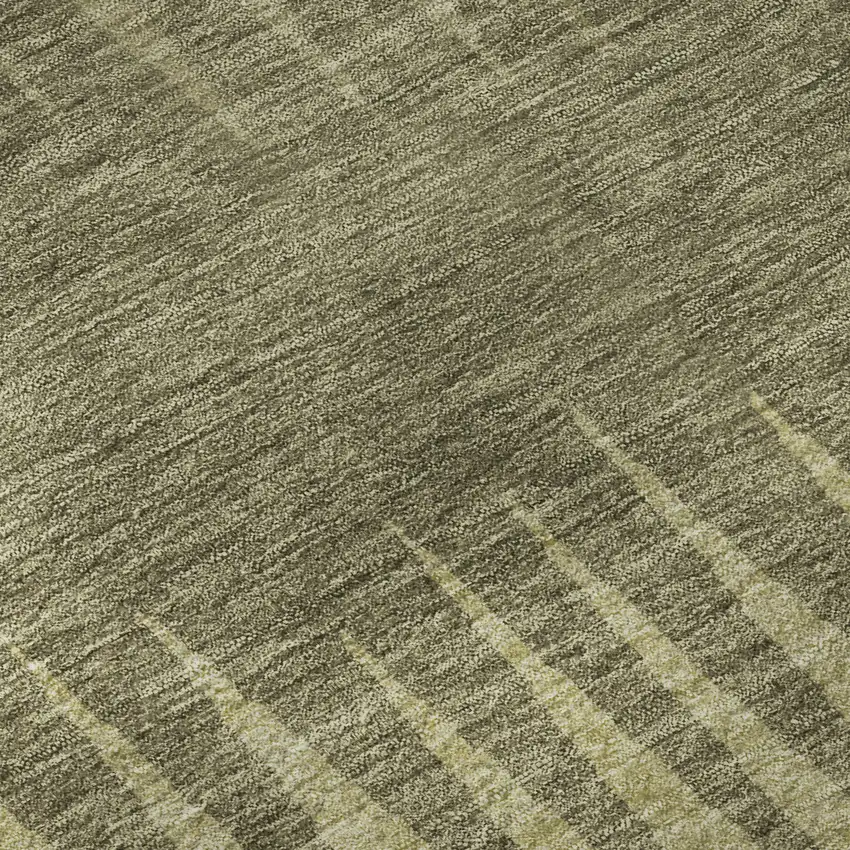 Green Beige And Sage Striped Washable Area Rug With UV Protection Photo 1