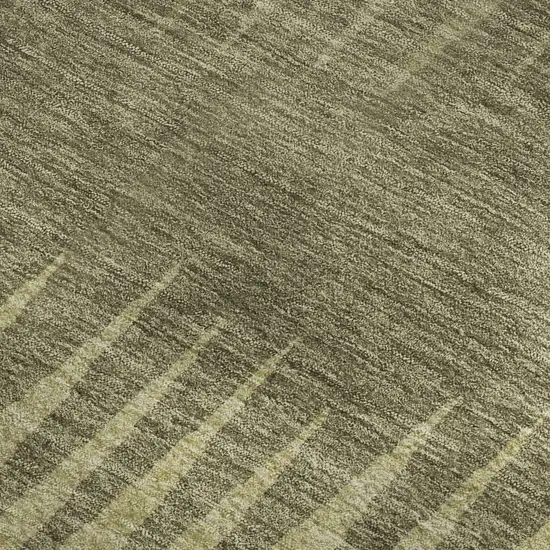 Green Beige And Sage Striped Washable Area Rug With UV Protection Photo 3