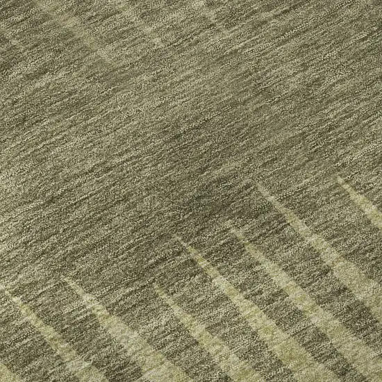 Green Beige And Sage Striped Washable Area Rug With UV Protection Photo 1