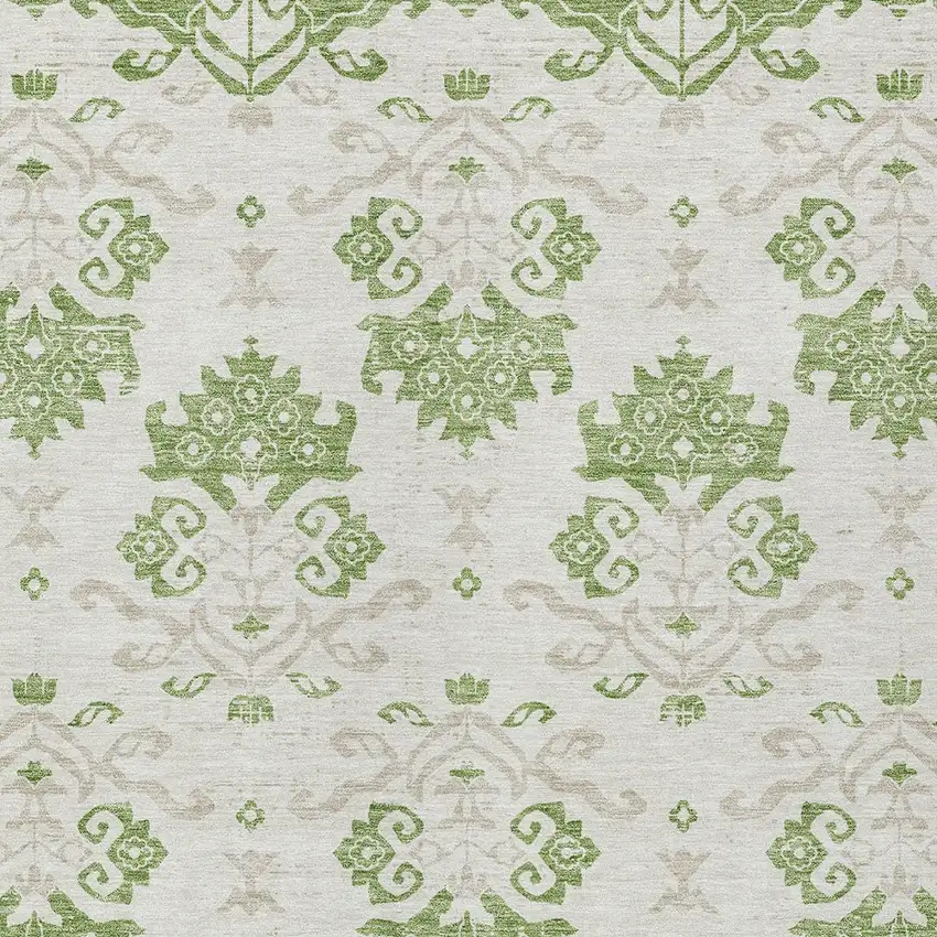 Green Beige And Taupe Oriental Washable Indoor Outdoor Area Rug Photo 4