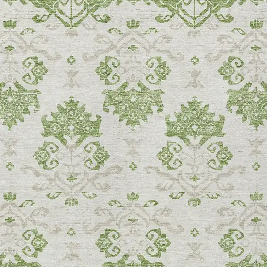 Green Beige And Taupe Oriental Washable Indoor Outdoor Area Rug Photo 4