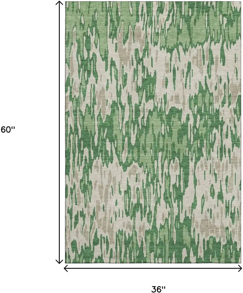 Green Beige And Taupe Striped Washable Area Rug With UV Protection Photo 9