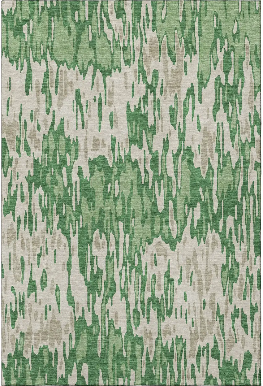 Green Beige And Taupe Striped Washable Area Rug With UV Protection Photo 2
