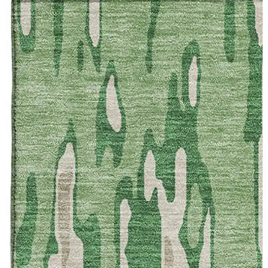 Green Beige And Taupe Striped Washable Area Rug With UV Protection Photo 2