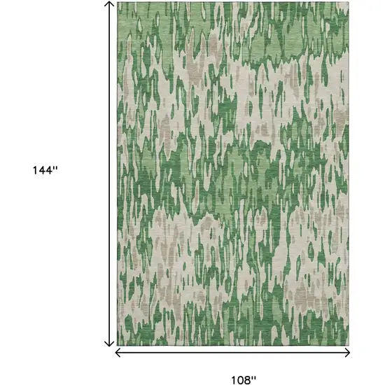 Green Beige And Taupe Striped Washable Area Rug With UV Protection Photo 9