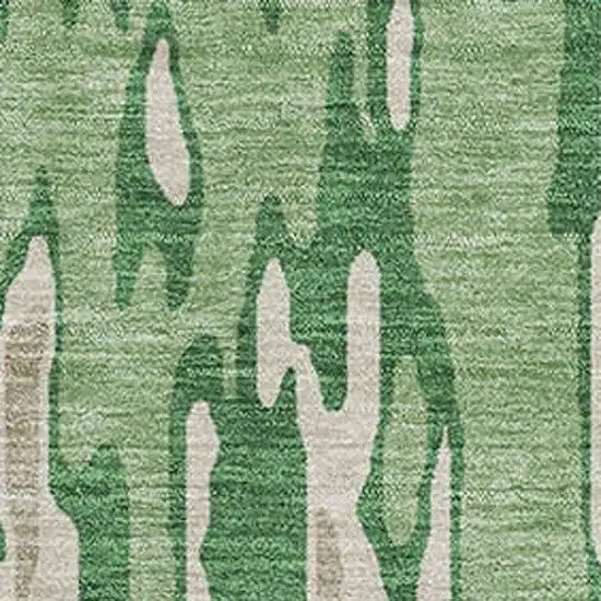 Green Beige And Taupe Striped Washable Area Rug With UV Protection Photo 2