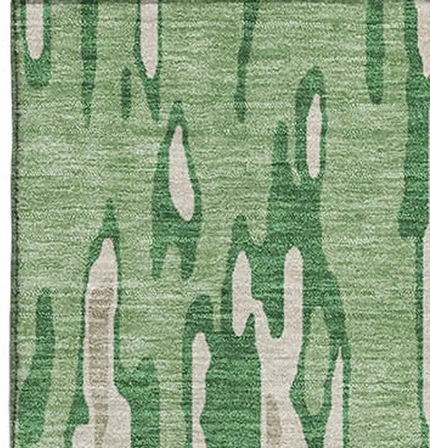 Green Beige And Taupe Striped Washable Area Rug With UV Protection Photo 3