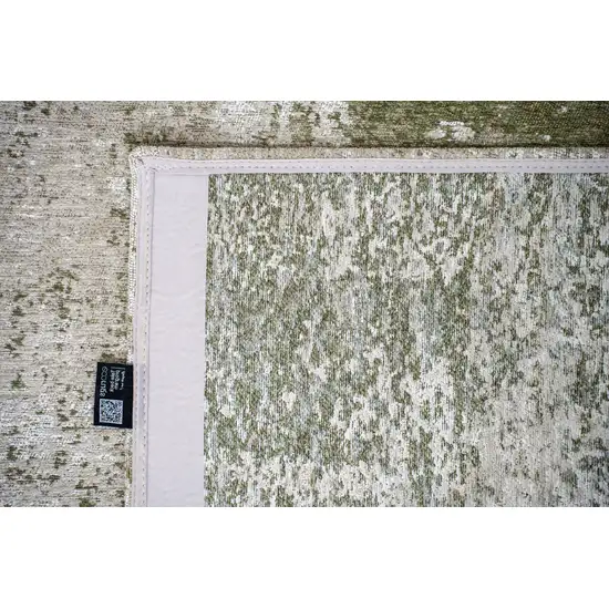 Green Beige And White Abstract Washable Area Rug With UV Protection Photo 8