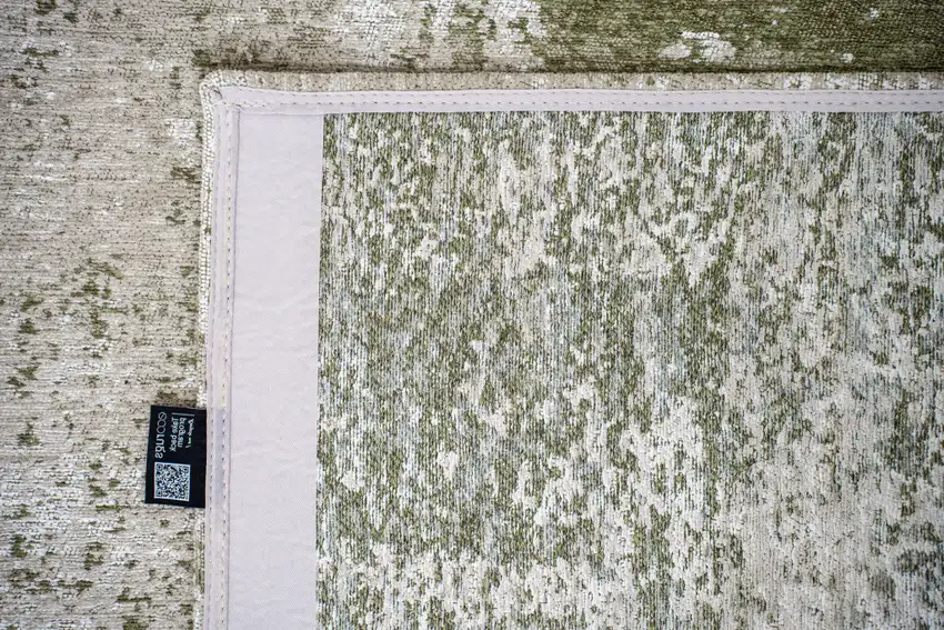 Green Beige And White Abstract Washable Area Rug With UV Protection Photo 8