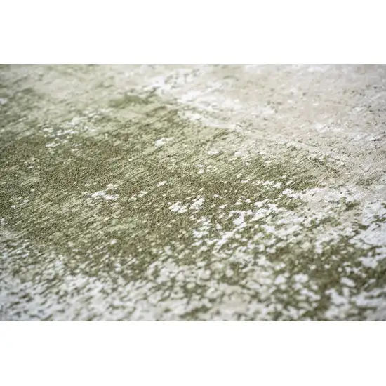 Green Beige And White Abstract Washable Area Rug With UV Protection Photo 8