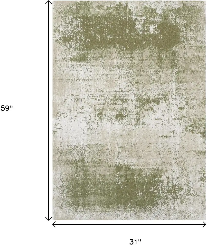 Green Beige And White Abstract Washable Area Rug With UV Protection Photo 9