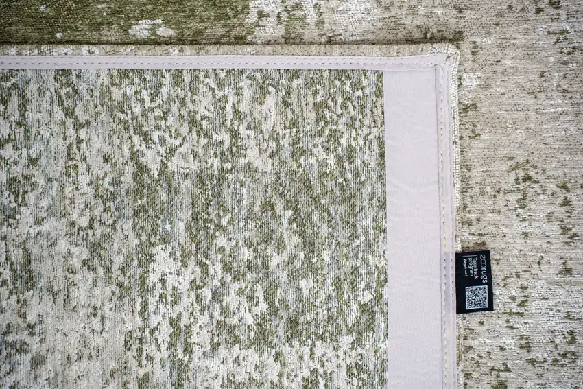 Green Beige And White Abstract Washable Area Rug With UV Protection Photo 5