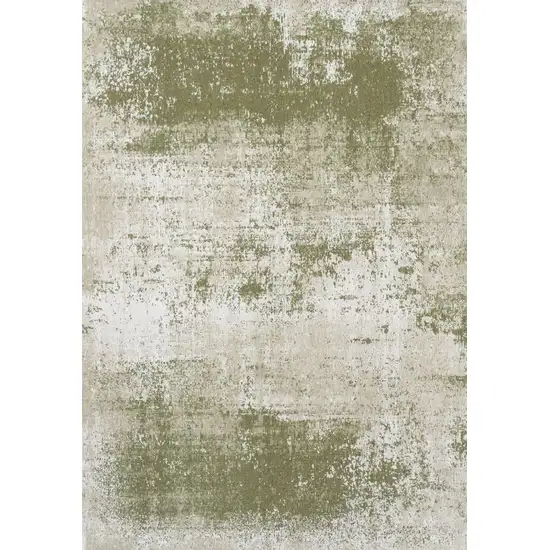 Green Beige And White Abstract Washable Area Rug With UV Protection Photo 1