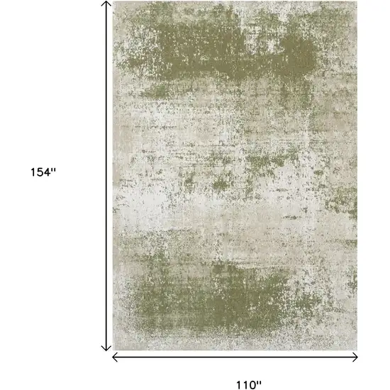 Green Beige And White Abstract Washable Area Rug With UV Protection Photo 6