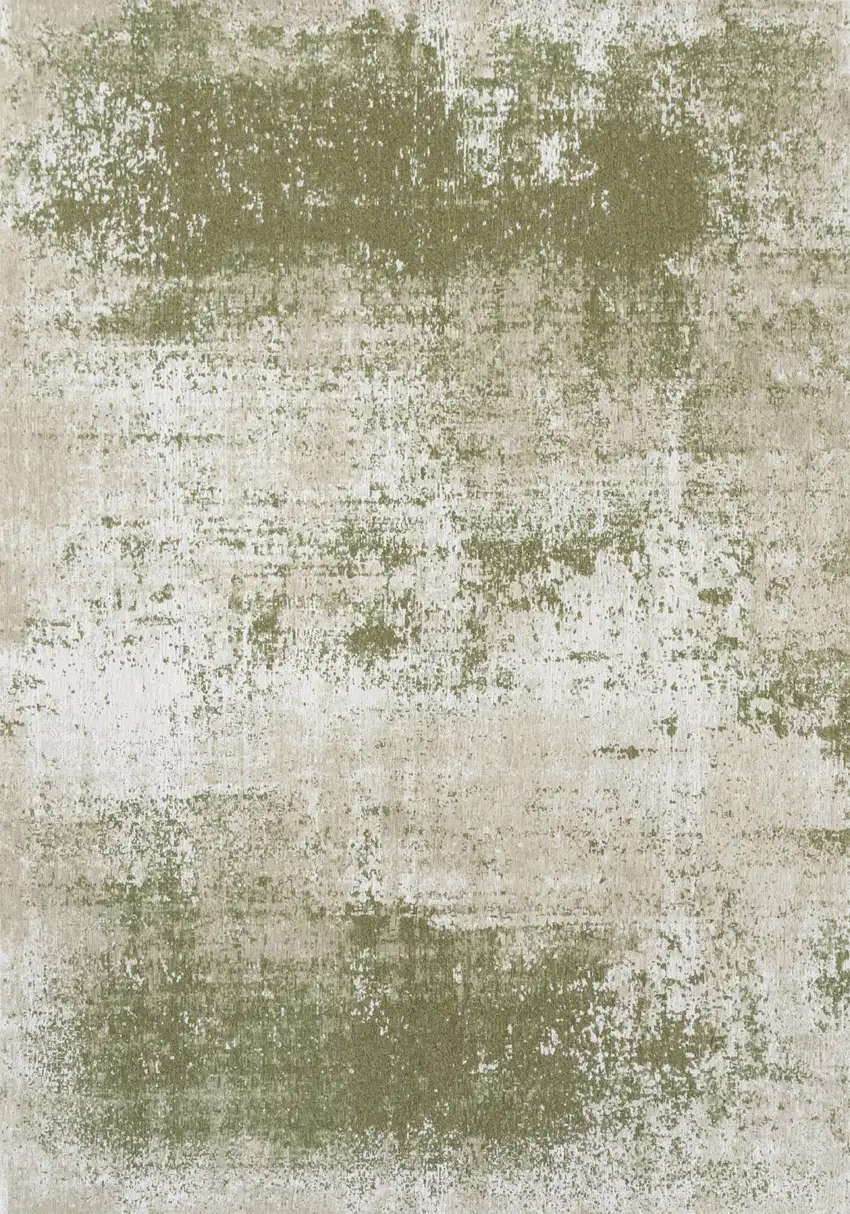 Green Beige And White Abstract Washable Area Rug With UV Protection Photo 2