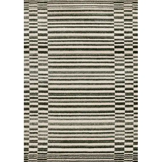 Green Black And Beige Striped Area Rug Photo 2