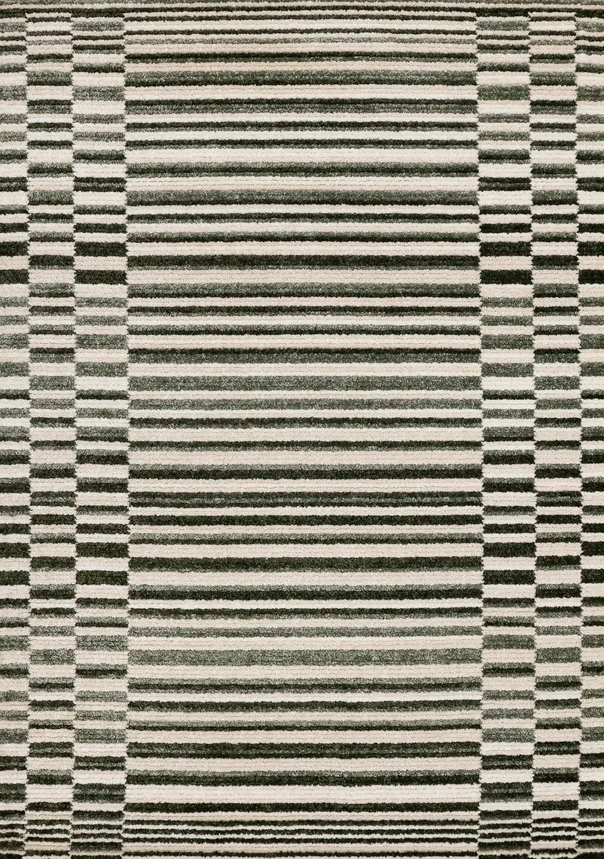 Green Black And Beige Striped Area Rug Photo 2