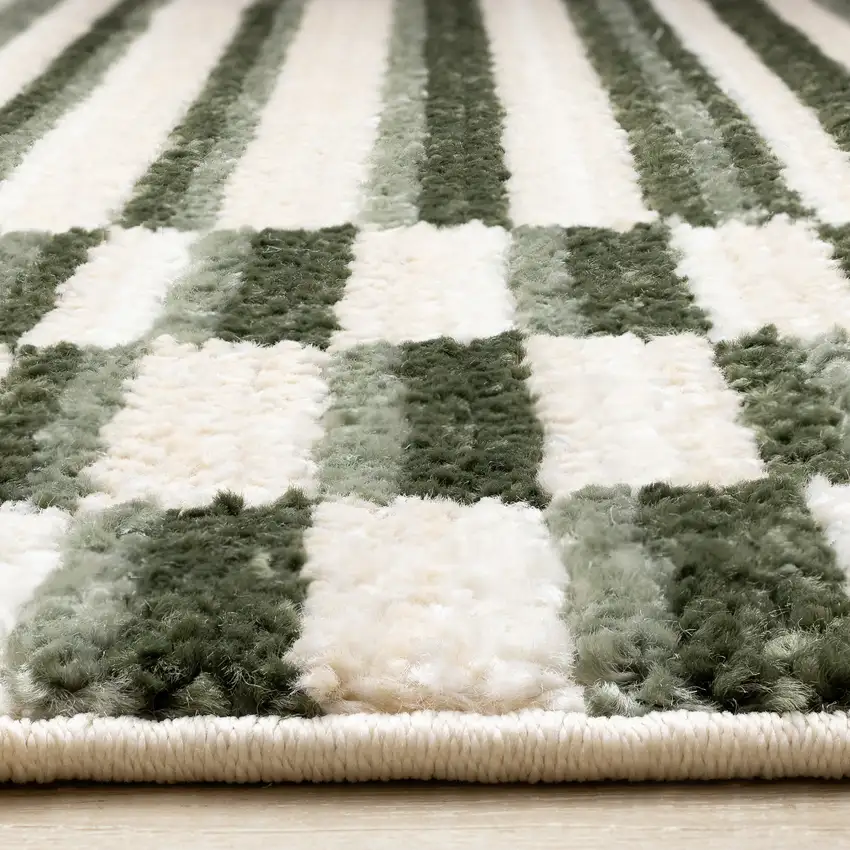 Green Black And Beige Striped Area Rug Photo 9