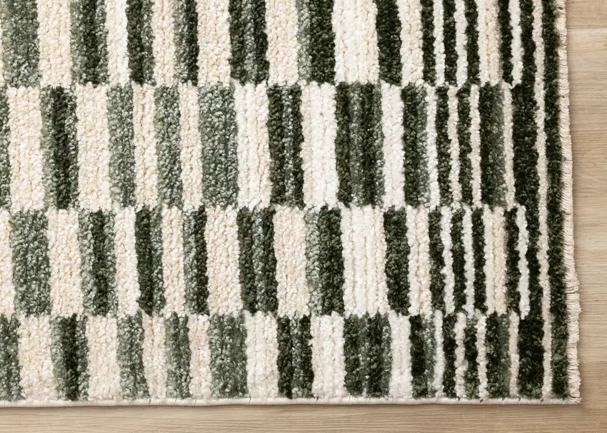 Green Black And Beige Striped Area Rug Photo 7