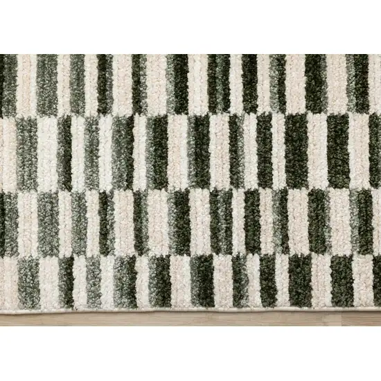 Green Black And Beige Striped Area Rug Photo 7