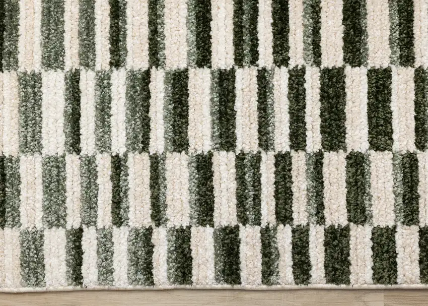Green Black And Beige Striped Area Rug Photo 7