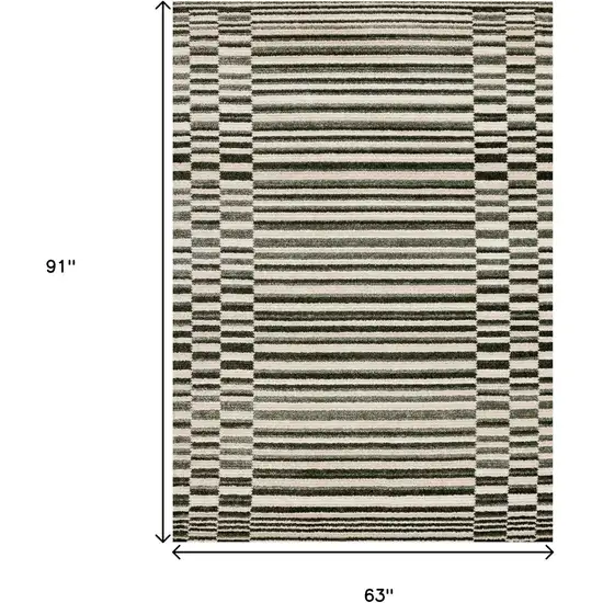 Green Black And Beige Striped Area Rug Photo 3