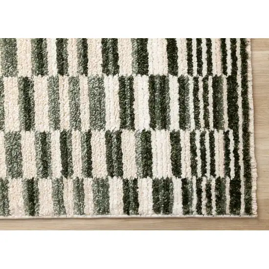 Green Black And Beige Striped Area Rug Photo 9