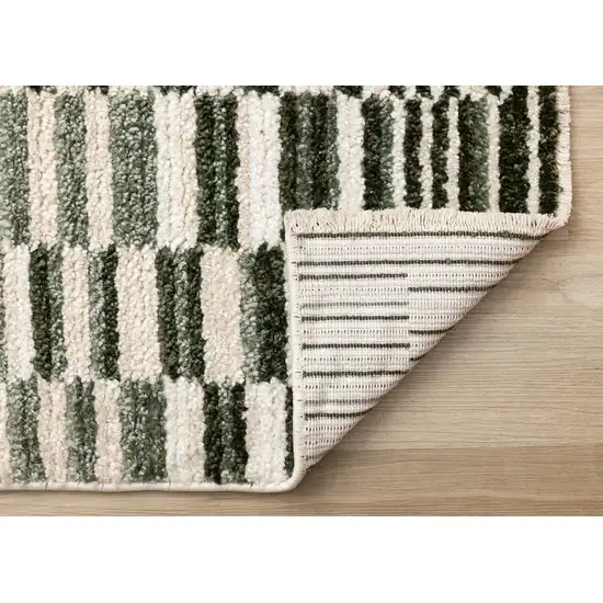 Green Black And Beige Striped Area Rug Photo 9