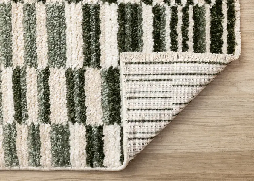 Green Black And Beige Striped Area Rug Photo 9
