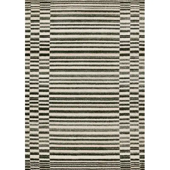 Green Black And Beige Striped Area Rug Photo 4