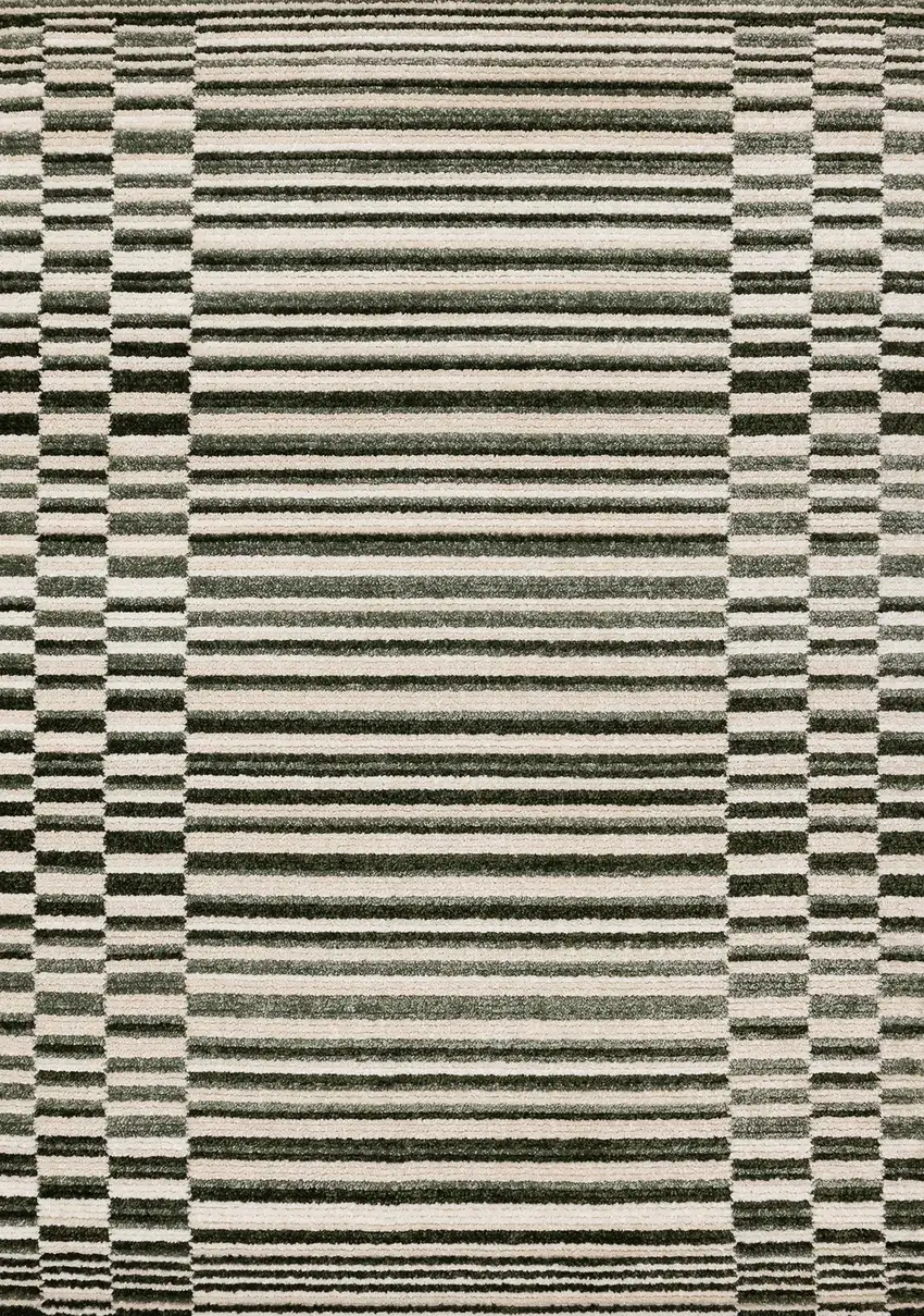 Green Black And Beige Striped Area Rug Photo 4