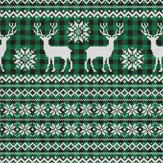 Green Black And Ivory Animal Print Washable Indoor Outdoor Area Rug Photo 3