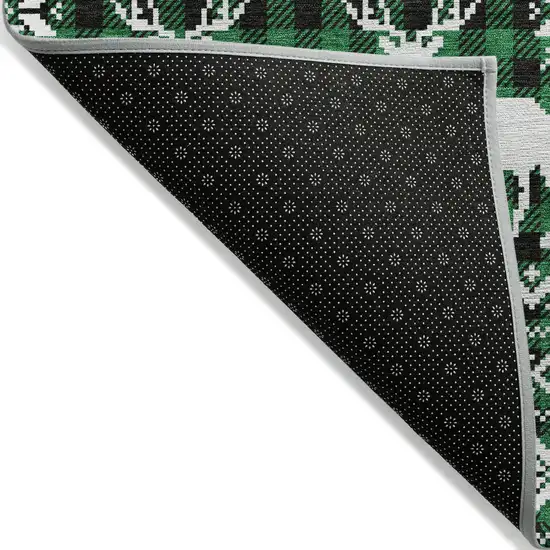 Green Black And Ivory Animal Print Washable Indoor Outdoor Area Rug Photo 9