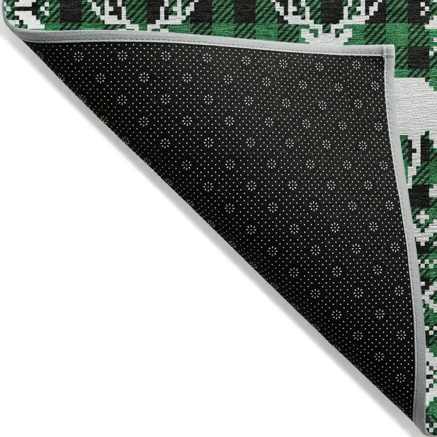 Green Black And Ivory Animal Print Washable Indoor Outdoor Area Rug Photo 9