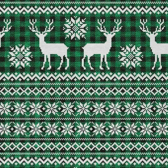 Green Black And Ivory Animal Print Washable Indoor Outdoor Area Rug Photo 3