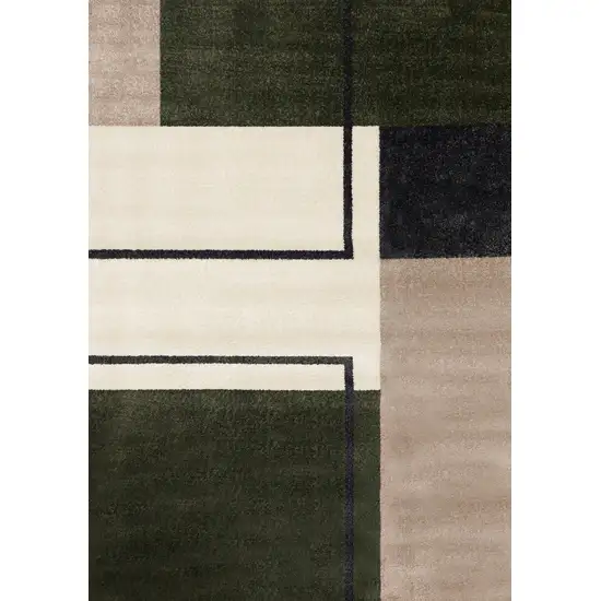 Green Black And Ivory Geometric Area Rug Photo 2