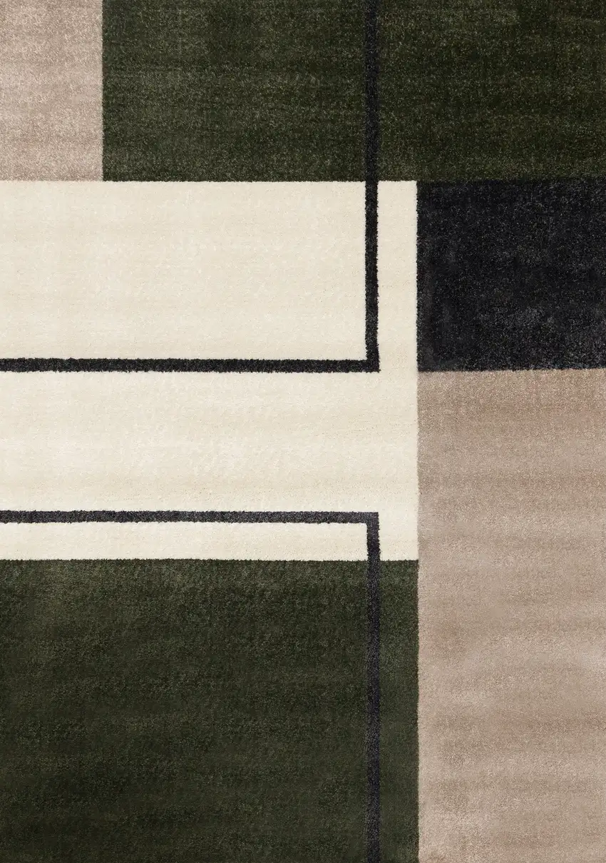 Green Black And Ivory Geometric Area Rug Photo 2
