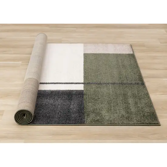 Green Black And Ivory Geometric Area Rug Photo 8