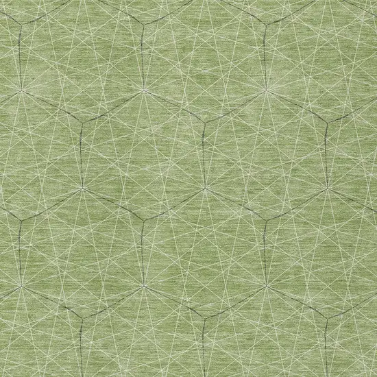 Green Black And Ivory Geometric Washable Indoor Outdoor Area Rug Photo 5