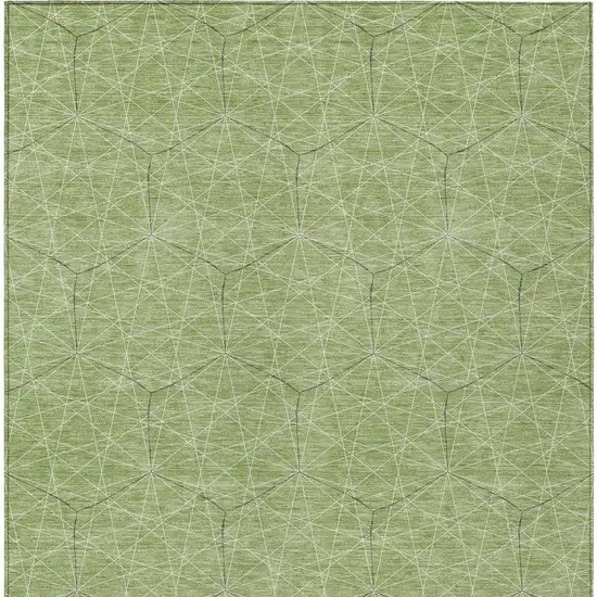 Green Black And Ivory Geometric Washable Indoor Outdoor Area Rug Photo 5