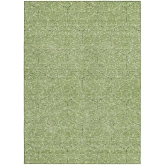Green Black And Ivory Geometric Washable Indoor Outdoor Area Rug Photo 6
