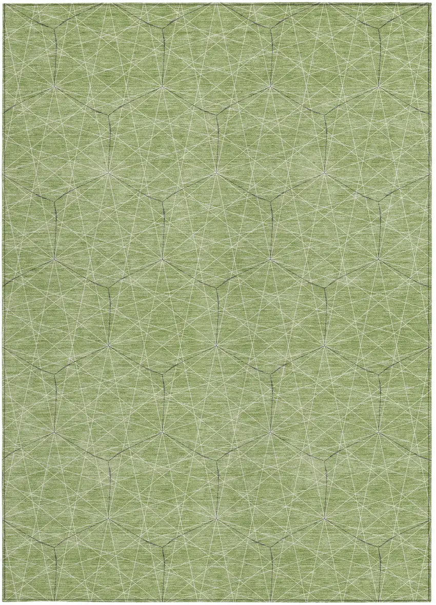 Green Black And Ivory Geometric Washable Indoor Outdoor Area Rug Photo 6
