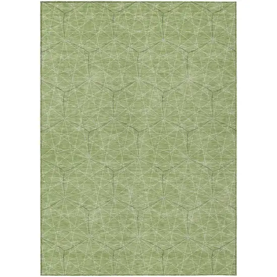 Green Black And Ivory Geometric Washable Indoor Outdoor Area Rug Photo 2