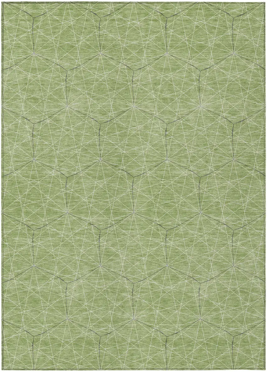 Green Black And Ivory Geometric Washable Indoor Outdoor Area Rug Photo 2