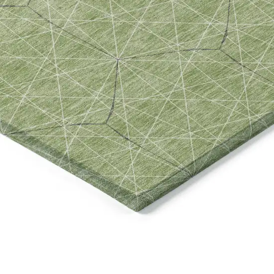 Green Black And Ivory Geometric Washable Indoor Outdoor Area Rug Photo 4