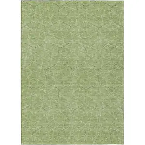 Photo of Green Black And Ivory Geometric Washable Indoor Outdoor Area Rug