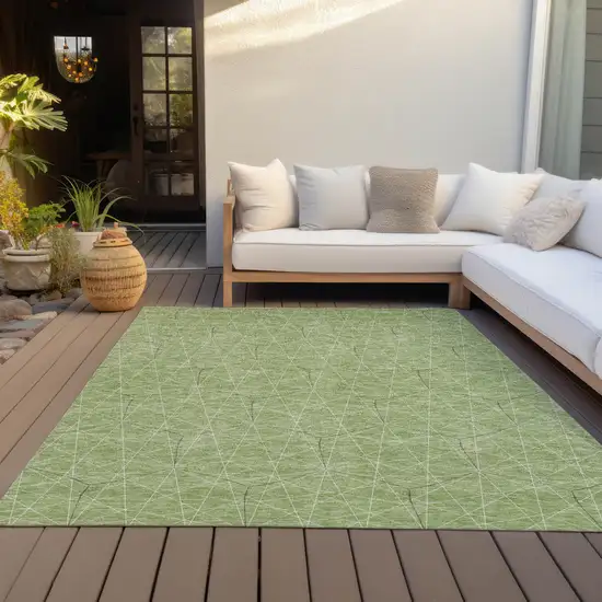 Green Black And Ivory Geometric Washable Indoor Outdoor Area Rug Photo 7