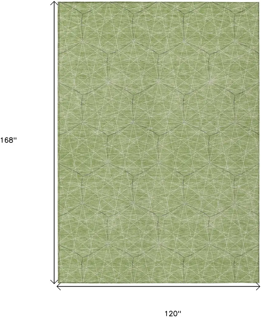Green Black And Ivory Geometric Washable Indoor Outdoor Area Rug Photo 3