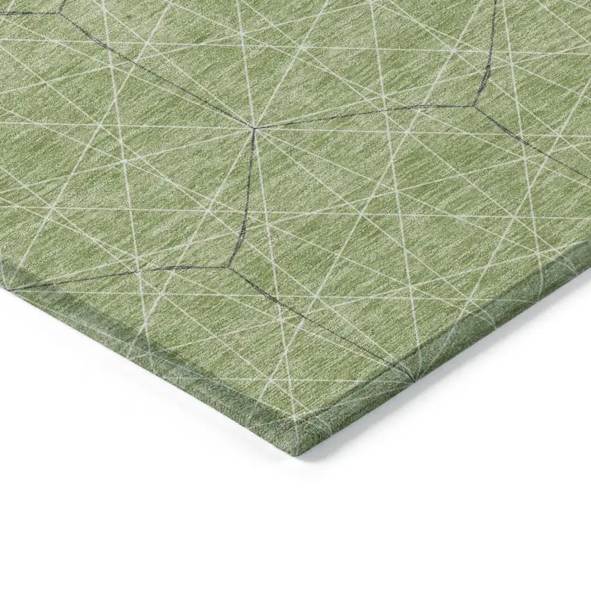 Green Black And Ivory Geometric Washable Indoor Outdoor Area Rug Photo 3