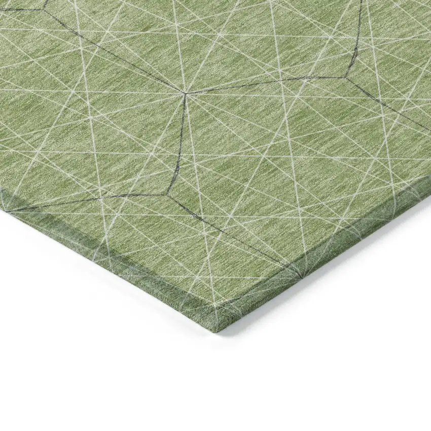 Green Black And Ivory Geometric Washable Indoor Outdoor Area Rug Photo 4